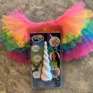 Unicorn Horn (light up) and Rainbow tutu size s/m
